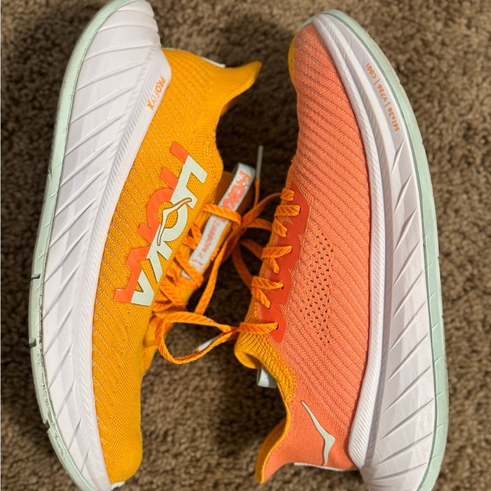 Hoka Vibrant Orange and White Sneakers